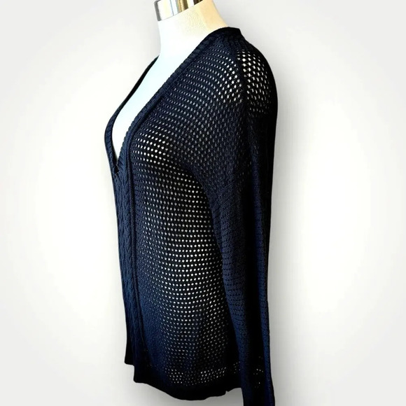 Lane Bryant Long Sleeves V Neck Cable Open Knit Tunic Sweater Size 18/20 Black - Picture 8 of 16